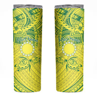 Kia Orana Cook Islands Skinny Tumbler Turtle Yellow Green Polynesian Pattern