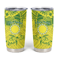 Kia Orana Cook Islands Tumbler Cup Turtle Yellow Green Polynesian Pattern
