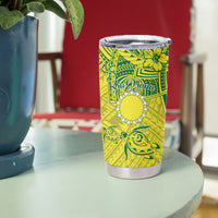 Kia Orana Cook Islands Tumbler Cup Turtle Yellow Green Polynesian Pattern