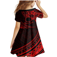 Kia Orana Cook Islands Family Matching Mermaid Dress and Hawaiian Shirt Circle Stars With Floral Red Pattern LT01 - Polynesian Pride