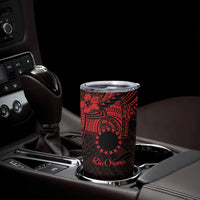 Kia Orana Cook Islands Tumbler Cup Circle Stars With Floral Red Pattern