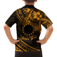 Kia Orana Cook Islands Kid Hawaiian Shirt Circle Stars With Floral Gold Pattern LT01 - Polynesian Pride