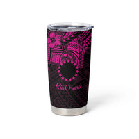 Kia Orana Cook Islands Tumbler Cup Circle Stars With Floral Pink Pattern