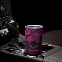 Kia Orana Cook Islands Tumbler Cup Circle Stars With Floral Pink Pattern