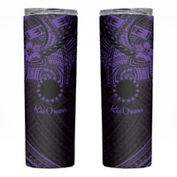 Kia Orana Cook Islands Skinny Tumbler Circle Stars With Floral Purple Pattern LT01 Purple - Polynesian Pride