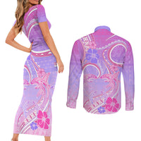 Polynesian Shark Valentine Couples Matching Short Sleeve Bodycon Dress and Long Sleeve Button Shirt Sweet Unique Version LT01 - Polynesian Pride
