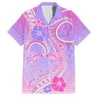 Polynesian Shark Valentine Family Matching Off Shoulder Short Dress and Hawaiian Shirt Sweet Unique Version LT01 Dad's Shirt - Short Sleeve Pink - Polynesian Pride
