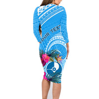 Yap Day Family Matching Long Sleeve Bodycon Dress and Hawaiian Shirt Nam nu Waqab Tropical Flower LT01 - Polynesian Pride