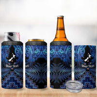 Personalised Aotearoa Matariki 4 in 1 Can Cooler Tumbler Blue Fern Maori Poutama LT01 - Polynesian Pride
