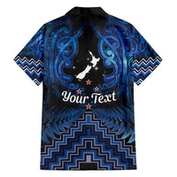 Personalised Aotearoa Matariki Family Matching Off The Shoulder Long Sleeve Dress and Hawaiian Shirt Blue Fern Maori Poutama LT01 - Polynesian Pride