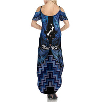 Personalised Aotearoa Matariki Family Matching Summer Maxi Dress and Hawaiian Shirt Blue Fern Maori Poutama LT01 - Polynesian Pride