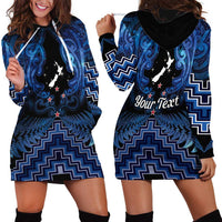 Personalised Aotearoa Matariki Hoodie Dress Blue Fern Maori Poutama LT01 - Polynesian Pride