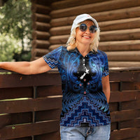 Personalised Aotearoa Matariki Women Polo Shirt Blue Fern Maori Poutama LT01 - Polynesian Pride