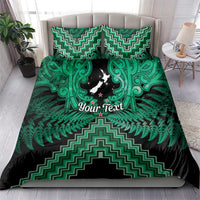 Personalised Aotearoa Matariki Bedding Set Green Fern Maori Poutama