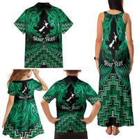 Personalised Aotearoa Matariki Family Matching Tank Maxi Dress and Hawaiian Shirt Green Fern Maori Poutama LT01 - Polynesian Pride