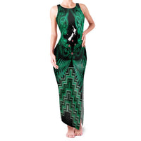 Personalised Aotearoa Matariki Family Matching Tank Maxi Dress and Hawaiian Shirt Green Fern Maori Poutama LT01 Mom's Dress Green - Polynesian Pride