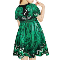 Personalised Aotearoa Matariki Kid Short Sleeve Dress Green Fern Maori Poutama LT01 - Polynesian Pride