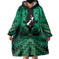 Personalised Aotearoa Matariki Wearable Blanket Hoodie Green Fern Maori Poutama LT01 - Polynesian Pride