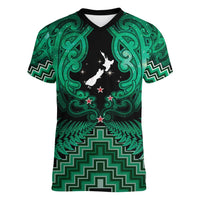 Personalised Aotearoa Matariki Women V-Neck T-Shirt Green Fern Maori Poutama LT01 Female Green - Polynesian Pride