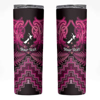 Personalised Aotearoa Matariki Skinny Tumbler Pink Fern Maori Poutama LT01 Pink - Polynesian Pride