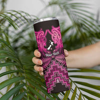 Personalised Aotearoa Matariki Skinny Tumbler Pink Fern Maori Poutama LT01 - Polynesian Pride