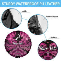 Personalised Aotearoa Matariki Spare Tire Cover Pink Fern Maori Poutama