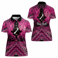 Personalised Aotearoa Matariki Women Polo Shirt Pink Fern Maori Poutama LT01 - Polynesian Pride