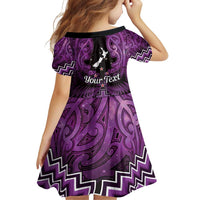 Personalised Aotearoa Matariki Family Matching Puletasi and Hawaiian Shirt Purple Fern Maori Poutama LT01 - Polynesian Pride