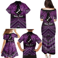 Personalised Aotearoa Matariki Family Matching Puletasi and Hawaiian Shirt Purple Fern Maori Poutama LT01 - Polynesian Pride