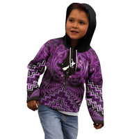Personalised Aotearoa Matariki Kid Hoodie Purple Fern Maori Poutama LT01 - Polynesian Pride