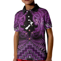 Personalised Aotearoa Matariki Kid Polo Shirt Purple Fern Maori Poutama LT01 Kid Purple - Polynesian Pride