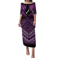 Personalised Aotearoa Matariki Puletasi Purple Fern Maori Poutama
