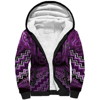 Personalised Aotearoa Matariki Sherpa Hoodie Purple Fern Maori Poutama LT01 Unisex Purple - Polynesian Pride