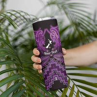 Personalised Aotearoa Matariki Skinny Tumbler Purple Fern Maori Poutama LT01 - Polynesian Pride