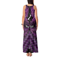 Personalised Aotearoa Matariki Tank Maxi Dress Purple Fern Maori Poutama LT01 - Polynesian Pride