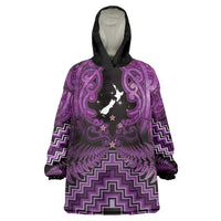 Personalised Aotearoa Matariki Wearable Blanket Hoodie Purple Fern Maori Poutama LT01 One Size Purple - Polynesian Pride