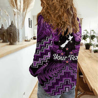 Personalised Aotearoa Matariki Women Casual Shirt Purple Fern Maori Poutama LT01 - Polynesian Pride