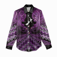 Personalised Aotearoa Matariki Women Casual Shirt Purple Fern Maori Poutama LT01 - Polynesian Pride