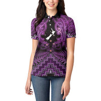 Personalised Aotearoa Matariki Women Polo Shirt Purple Fern Maori Poutama LT01 - Polynesian Pride