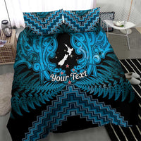 Personalised Aotearoa Matariki Bedding Set Turquoise Fern Maori Poutama