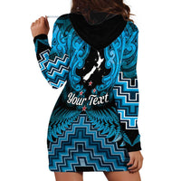 Personalised Aotearoa Matariki Hoodie Dress Turquoise Fern Maori Poutama LT01 - Polynesian Pride