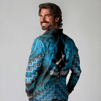 Personalised Aotearoa Matariki Long Sleeve Polo Shirt Turquoise Fern Maori Poutama LT01 - Polynesian Pride