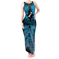 Personalised Aotearoa Matariki Tank Maxi Dress Turquoise Fern Maori Poutama