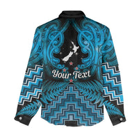 Personalised Aotearoa Matariki Women Casual Shirt Turquoise Fern Maori Poutama LT01 - Polynesian Pride