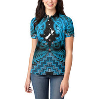 Personalised Aotearoa Matariki Women Polo Shirt Turquoise Fern Maori Poutama LT01 - Polynesian Pride