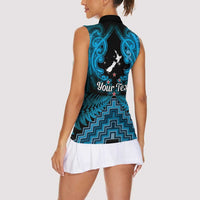 Personalised Aotearoa Matariki Women Sleeveless Polo Shirt Turquoise Fern Maori Poutama LT01 - Polynesian Pride