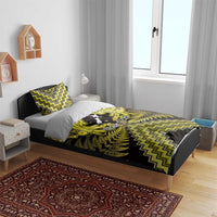 Personalised Aotearoa Matariki Bedding Set Yellow Fern Maori Poutama