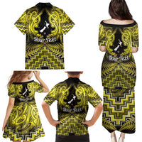 Personalised Aotearoa Matariki Family Matching Puletasi and Hawaiian Shirt Yellow Fern Maori Poutama LT01 - Polynesian Pride