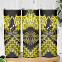 Personalised Aotearoa Matariki Skinny Tumbler Yellow Fern Maori Poutama LT01 - Polynesian Pride