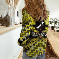 Personalised Aotearoa Matariki Women Casual Shirt Yellow Fern Maori Poutama LT01 - Polynesian Pride